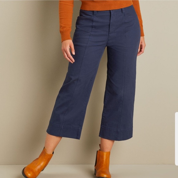 Duluth Trading Company Workday Warrior Chino Wide Leg Crop Pants Pink 2 Reg - Picture 2 of 7